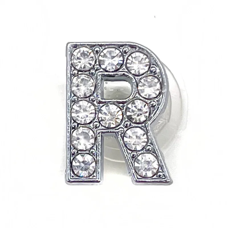 Schuh Charms Glitter Strass Buchstabe Silber Kristall Alphabet DIY Legierung Schuh Dekorationen Schmuck Slider Armband Armbänder – Detail 27