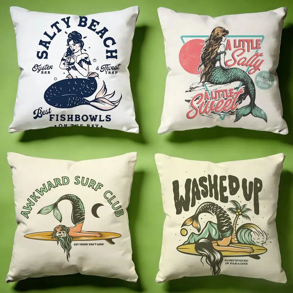 Mermaid‑Human Cushion Cover Versatile Double-Sided Pillow Case Fit for Sofa Bed Car & Daily Decor