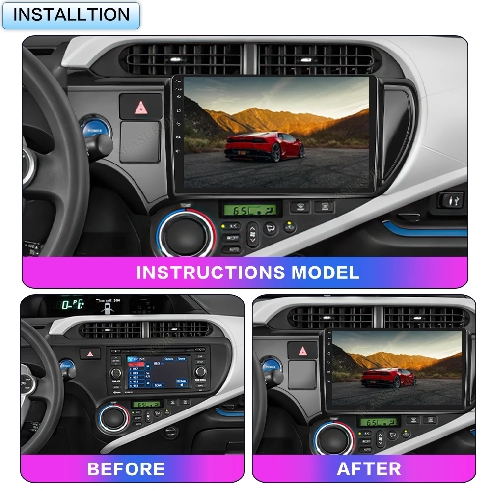 SLASUKOR For Toyota Aqua Prius C 2011-2017 Android Car Radio Navigation GPS  Multimedia Player Radio 2Din DVD Carplay