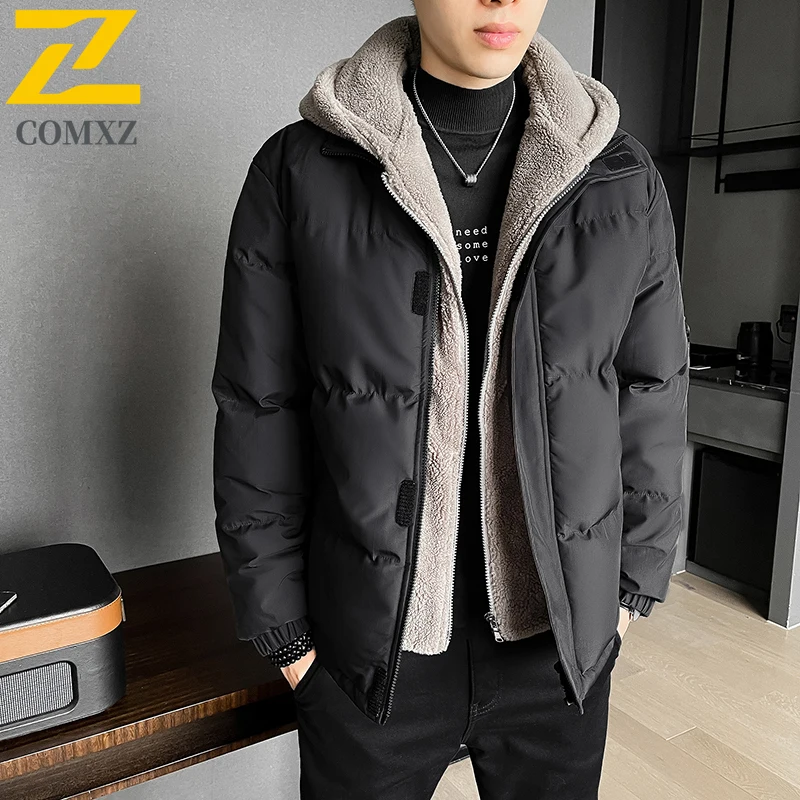 8XL plus size Winter Jacket Men's Fashion Cold-proof Fleece Fake Two-piece Hooded Parka Outdoor Casual Snow Warm Padded Jackets