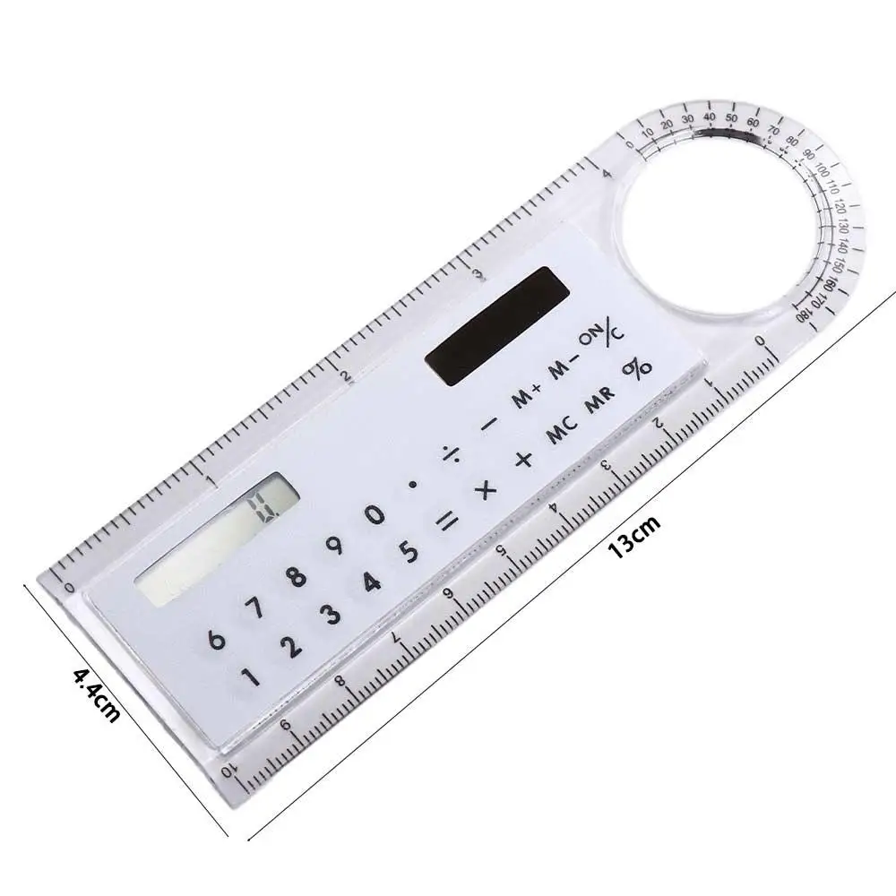Mini Drawing Ruler Learning School Supplies Solar Energy Ruler Calculator With Magnifier Transparent Ruler Ruler Calculator