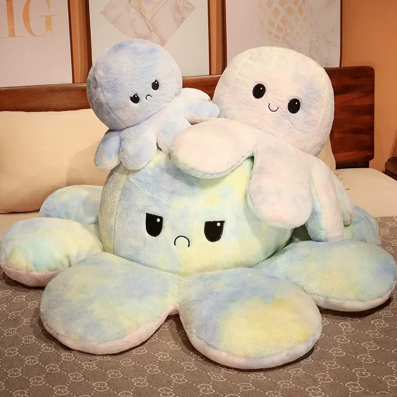 Tie-dyed rabbit fur octopus double-sided cute Internet celebrity explosion pillow cushion office bedroom plush stuffed toys