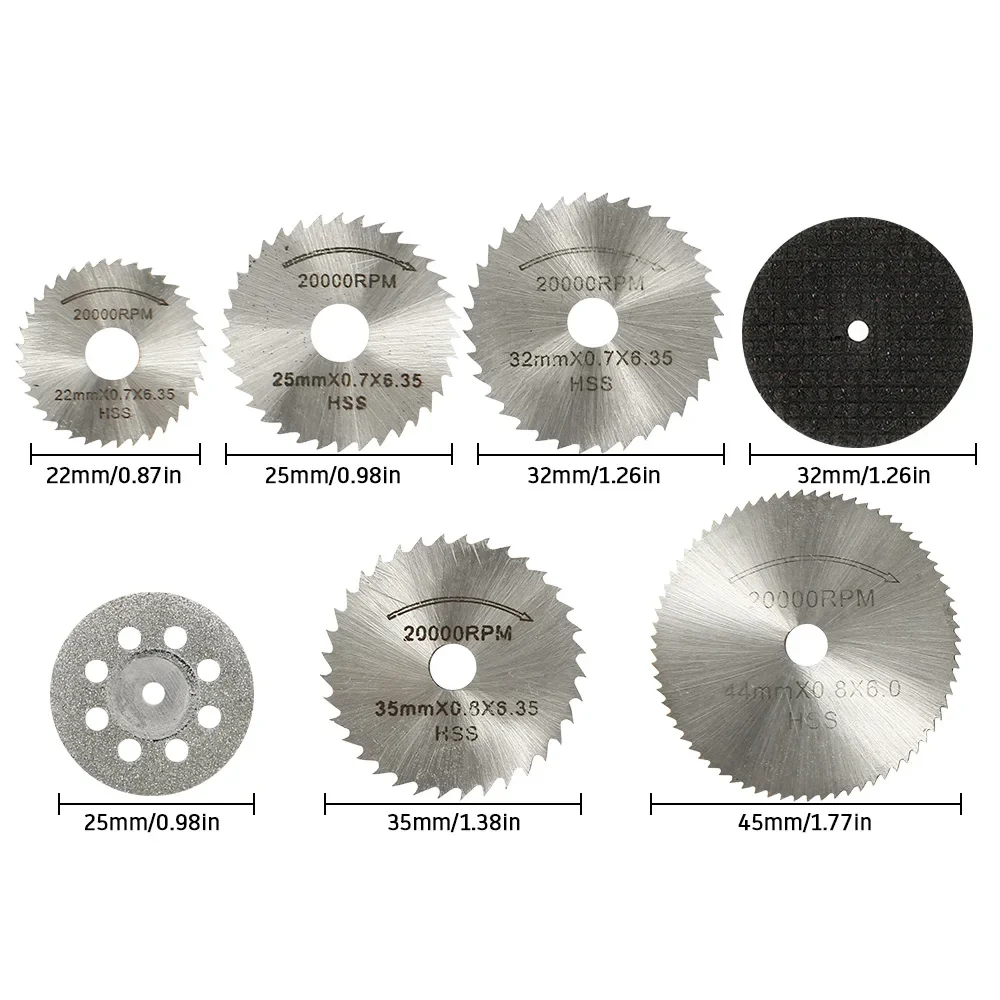 Diamond Cutting Disc Mini Circular Saw Blade Set Sanding Grinding Wheel Woodworking Tool for Dremel Power Tools Accessories