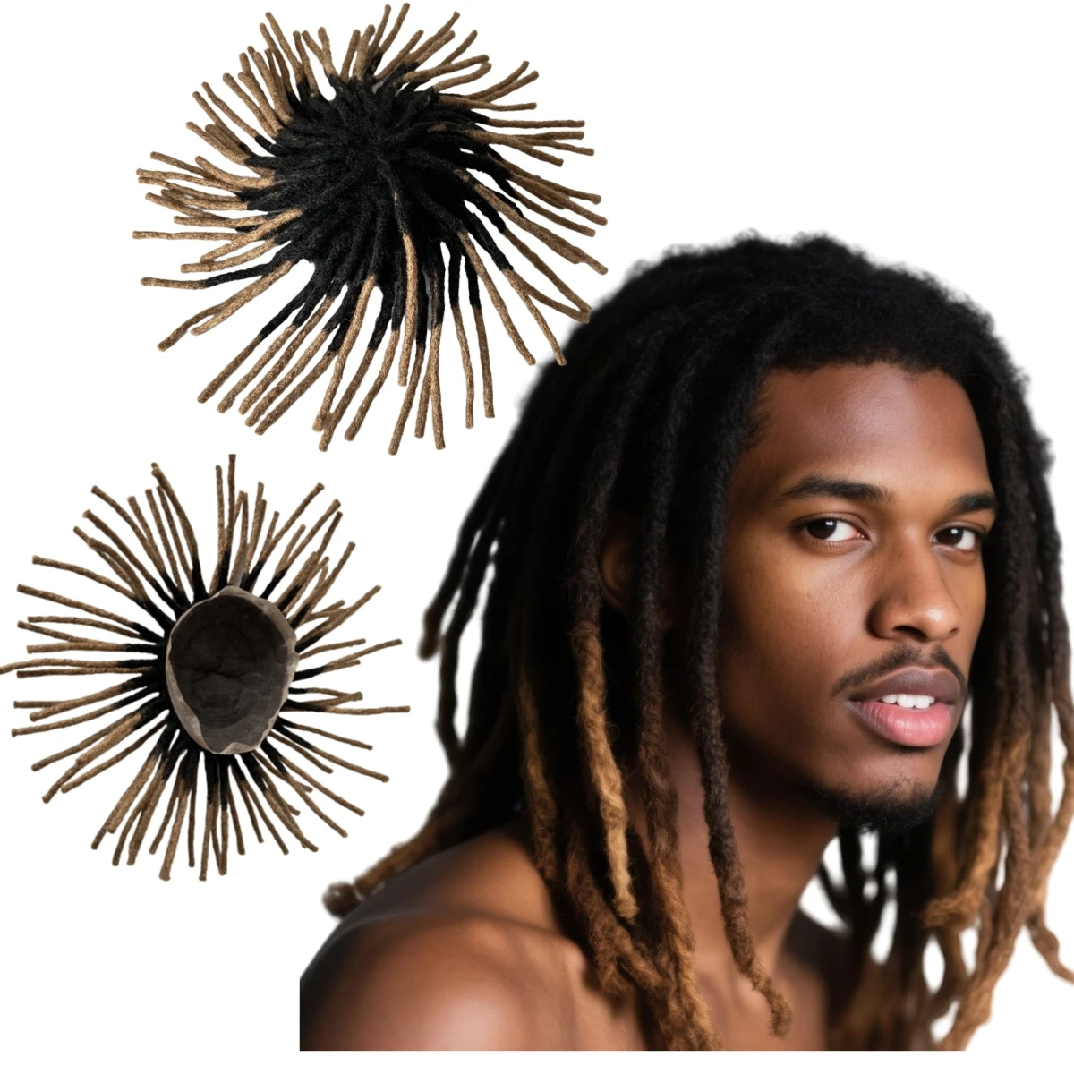 

10-дюймовые бразильские шиньоны из натуральных волос # 1b27 Omber двухцветный парик с дредами, полный кружевной блок для чернокожих мужчин