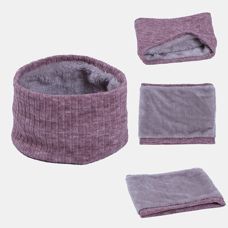 Hot Selling Plain Color Knitted Cotton Ring Scarf Outdoor Neck Protection Keep Warm  Muffler Thickened Fur Collar 24*21cm 