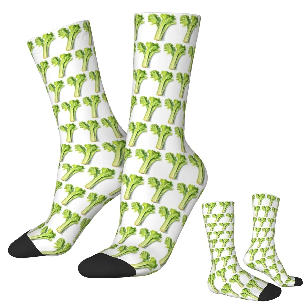 All Seasons Crew Stockings Cartoon Celery Design Socks Harajuku Long Socks for Men Women Valentine's Day Gifts