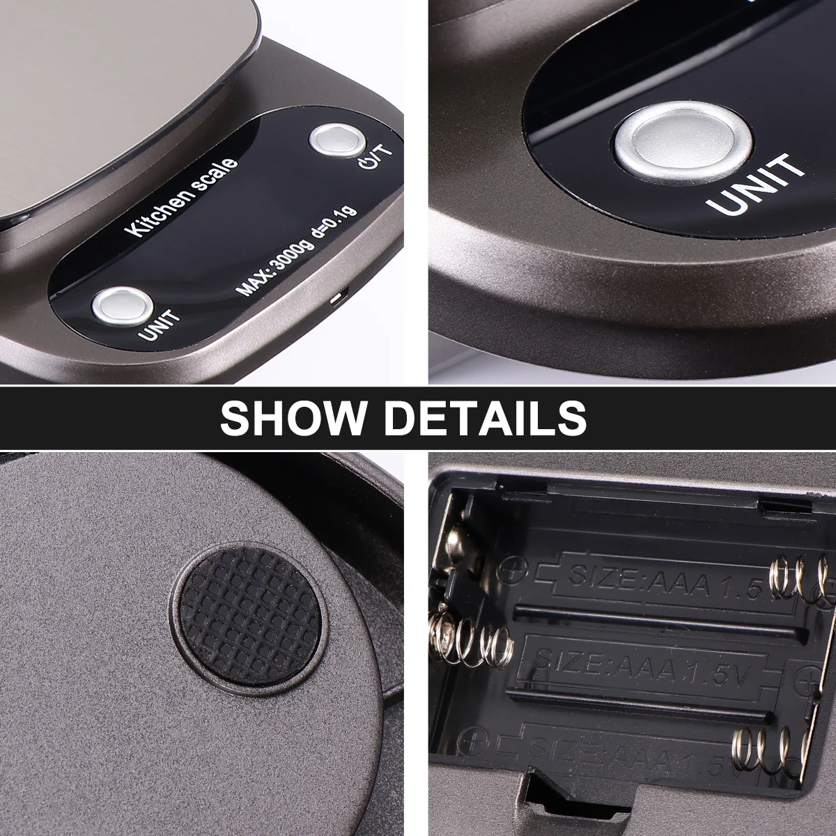 

3 кг/0,1 г перезаряжаемые кухонные высокоточные ЖК-дисплеи из нержавеющей стали портативные легкие кухонные весы для еды