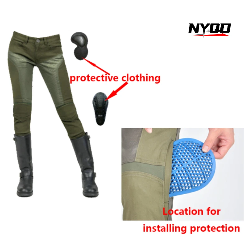 

2025 New Motorcycle Summer Riding Jeans Mesh Breathable High Elastic Motocross Pants Belt Fixed Longer Knee Gears Moto Trousers