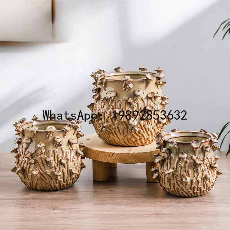 

Ceramic Vase Mushroom Flowerpot Simulated Mushroom Tree Stumps Garden and Courtyard Planting Accessories Handmade Pot