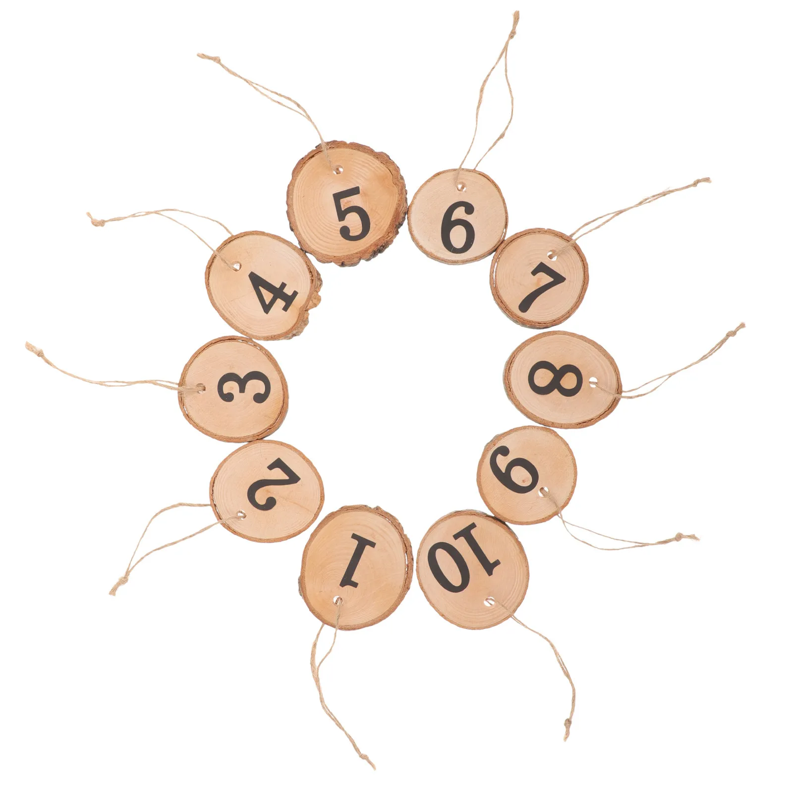 

10 шт. Деревянные номерки-срезы для декора, деревенские номерки для столов, подвесные украшения, идеально подходят для свадеб, поделок своими руками, центральных элементов декора