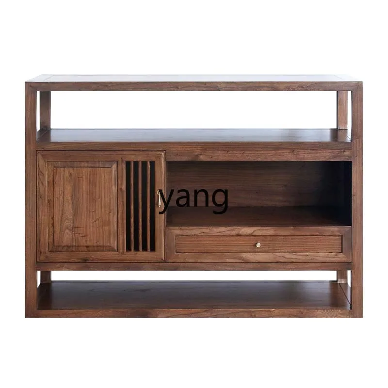 

Yjq New Chinese Style Solid Wood Dining Side Locker Black Walnut Storage Bowl Cabinet Modern Minimalist Tea Decorative Table