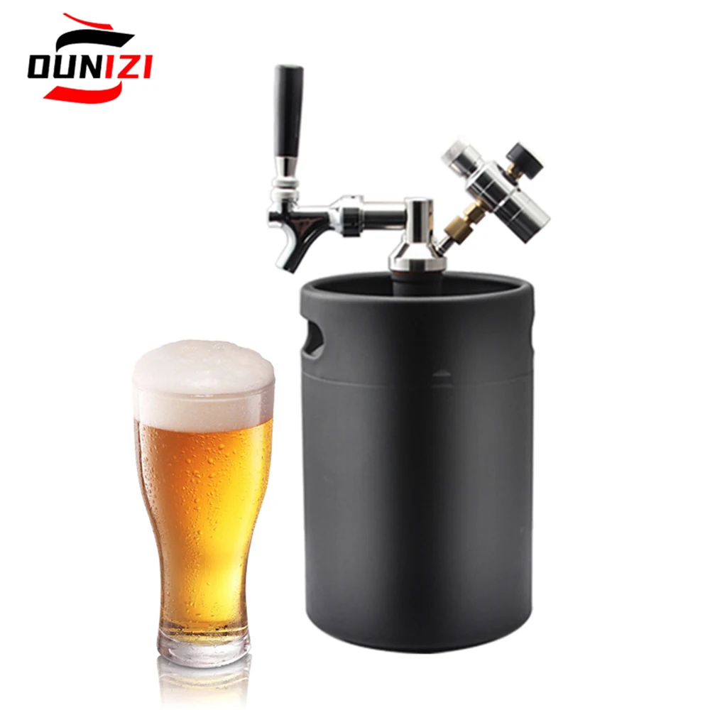 5L Mini Keg Pressurized Beer Keg System Stainless Steel Mini Keg Growler Adjustable Beer Tap Faucet Premium CO2 Charger Kit