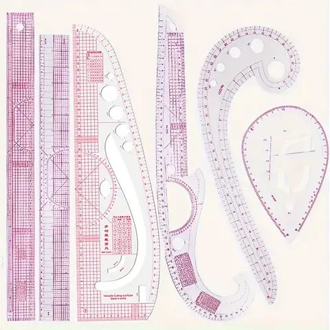 6pcs/set French Metric Curve Ruler Kit Measure Tailor Ruler Drawing Template Sewing Accessories Clothing Pattern DIY Tool