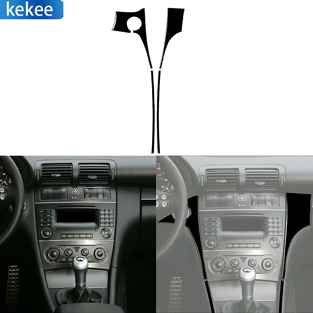 

For Mercedes-Benz C Class W203 2005-2007 Piano Black Center Control Panel Both Sides Strip Set Car Trim Accessories Sticker