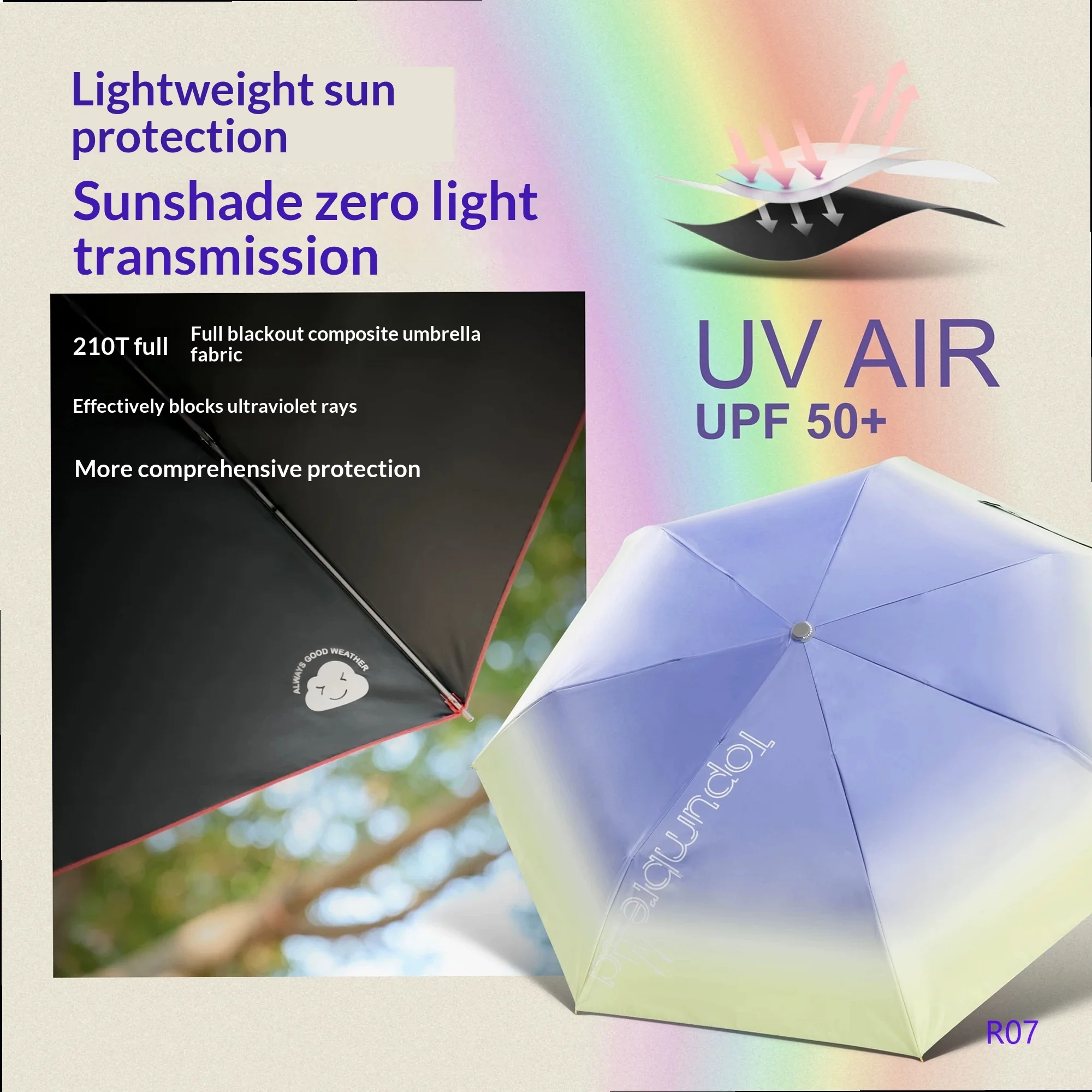Topumbrella Gradient UV Protection Automatic Umbrella Lightweight Sun Umbrella for Women