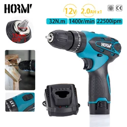 Hormy Electric Impact Drill 32N.m Multi-function Electric Screwdriver Wireless Harmer Drill Power Tool For Makita 12V Battery