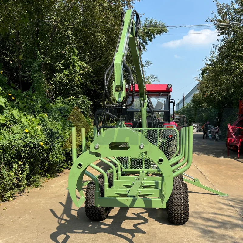 Customized CE Approved Forestry Machinery Quad Bike Log Forest Timber Trailer With Crane For Tractor UTV,ATV