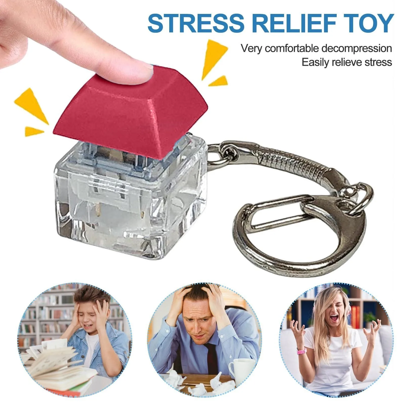 

Mini Fidget Toy Keyboard Fidget Keychain Stress Relief Toy Adults Kids Finger Press Type Keycap Fidget Stress Relief Toy for Kid