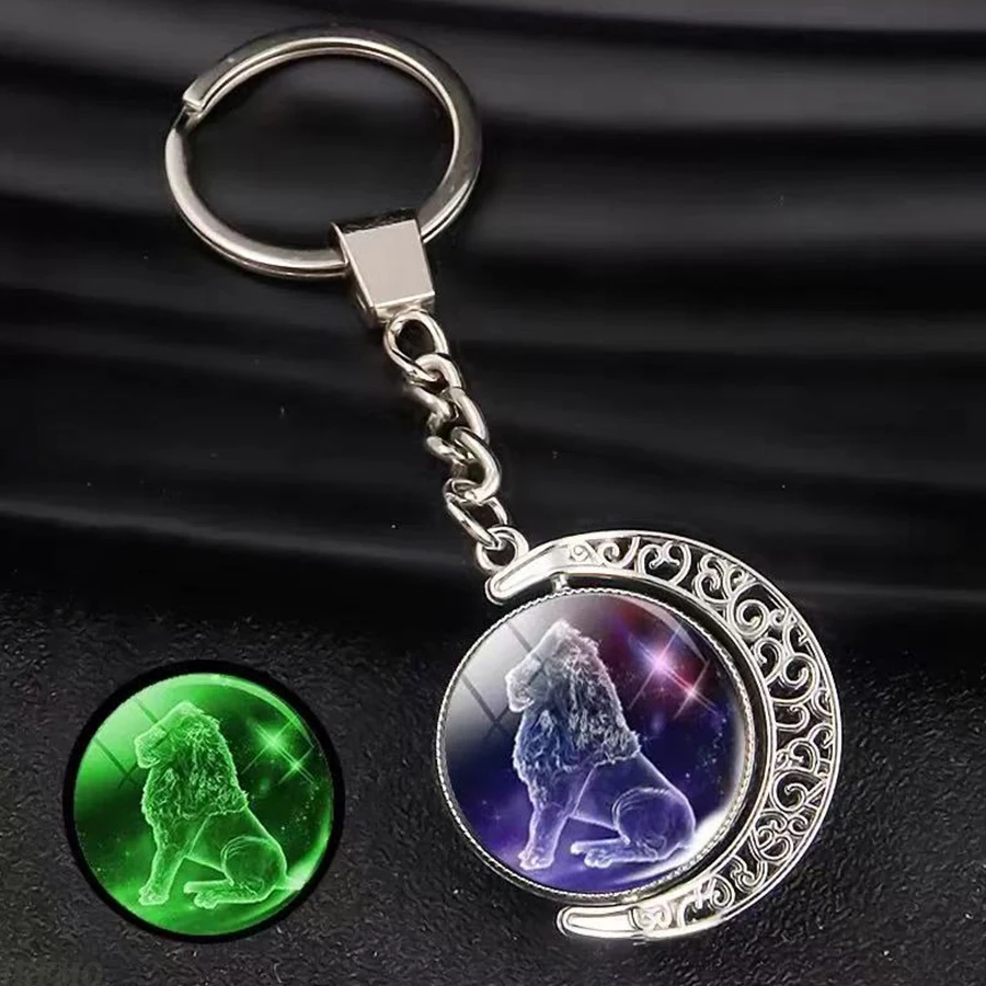12 Zodiac Signs Keychain Personalized Horoscope Car Key Ring Constellation Birthday Xmas Halloween Gift  for Women/Men