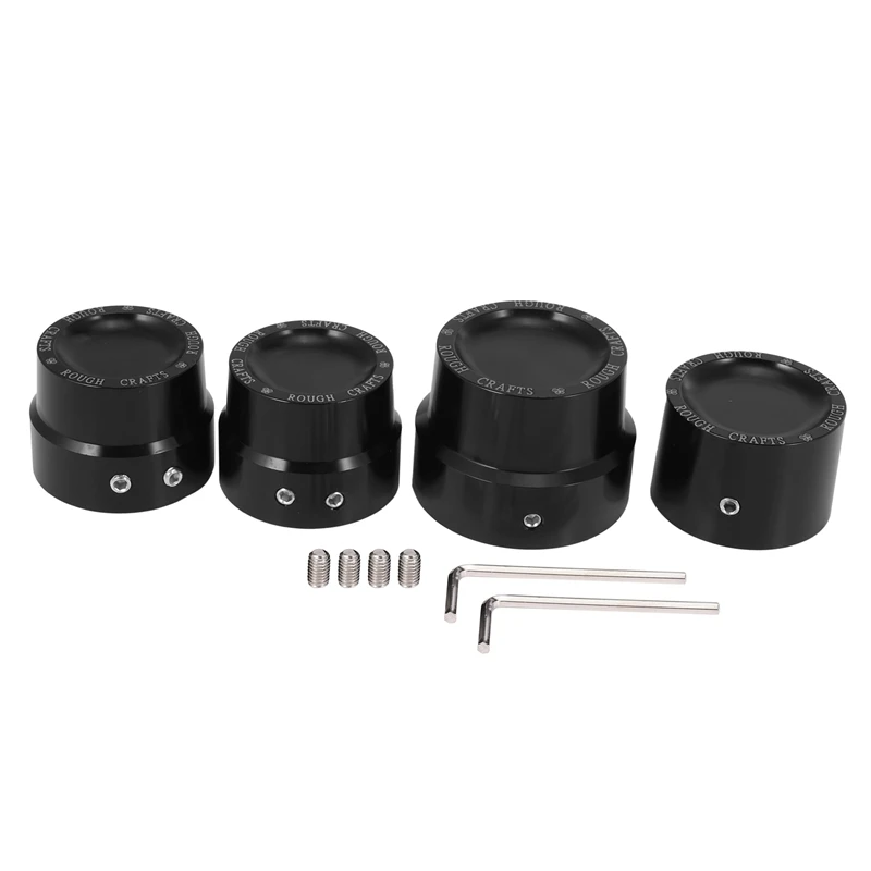 8 Pcs Black Aluminum Rough Front & Rear Axle Nut Covers Caps For  Sportster XL883 XL1200 Dyna Touring V-Rod