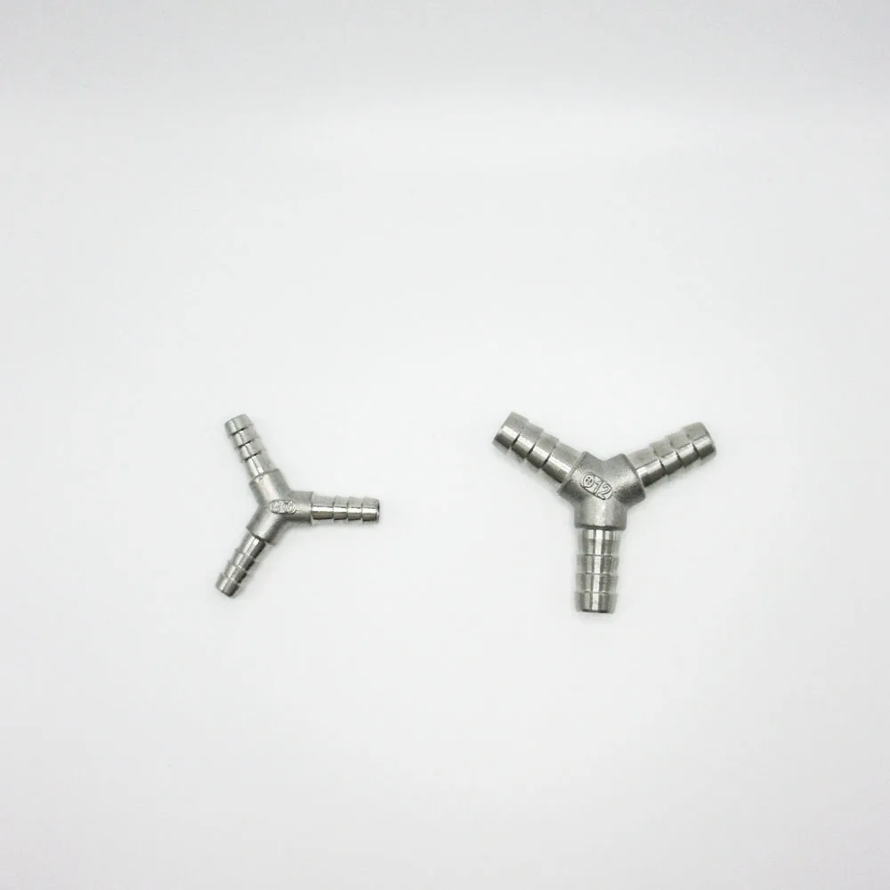 Conector de Mangueira em Aço Inoxidável 304 Tipo L Y de 6-25mm, Conector de Mangueira em Forma de Y de Três Vias para Água e Óleo