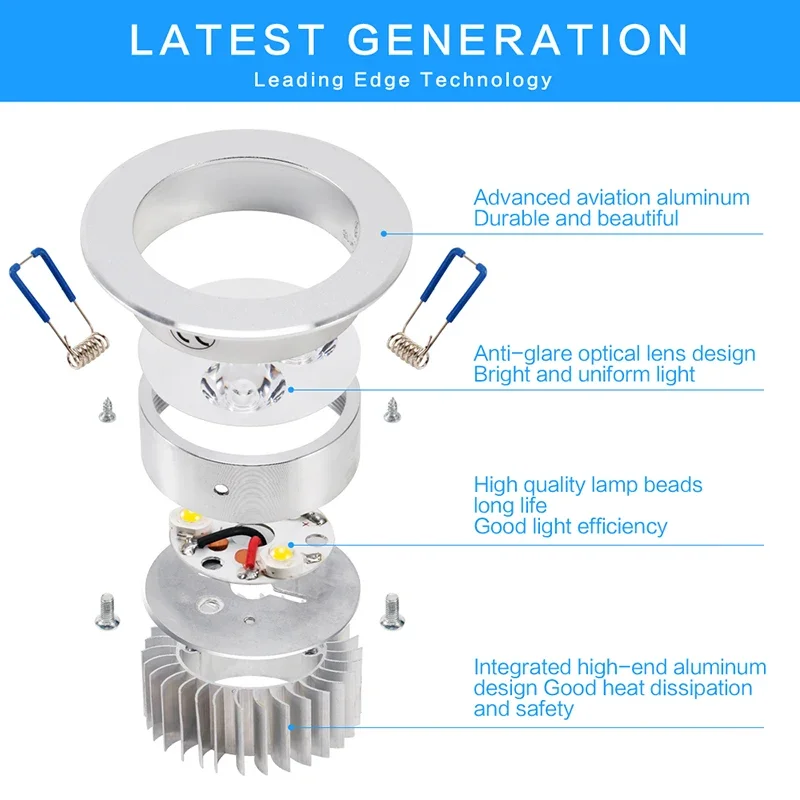 Imagem -03 - Led Downlight Regulável Led Holofote Embutido Armário Ponto de Parede Lâmpada do Teto Branco Quente e Frio para Iluminação Doméstica 10 Peças