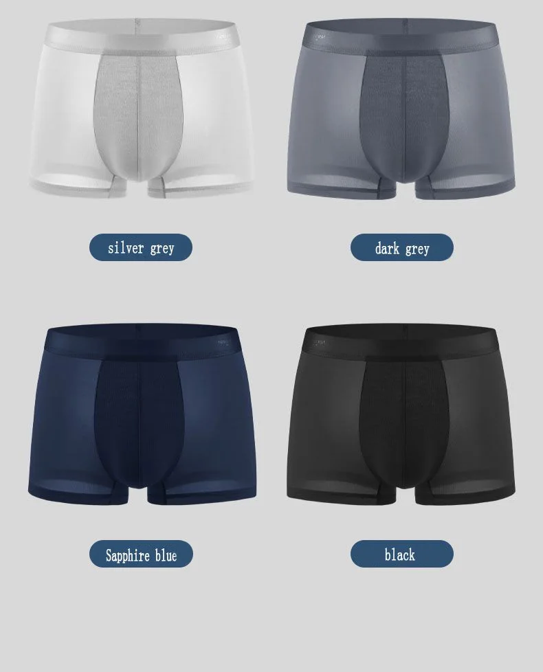 4 stücke Boxershorts männer Eis Seide Unterwäsche Coole Unterhose Atmungsaktive Sexy Dünne Höschen U Konvexen Dessous Großhandel Viele L-6XL – Detail 16