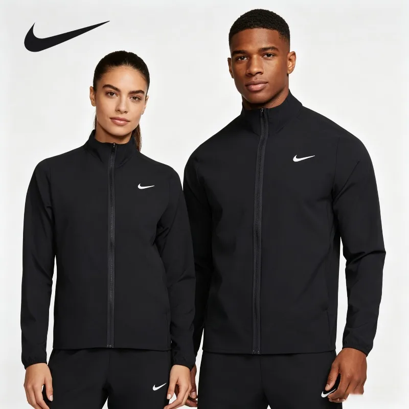 Nike Woven Zip Windbreaker Jacket Spring Autumn Lightweight Windproof Outdoor Training Outer CoatFB7500-010 1PCS