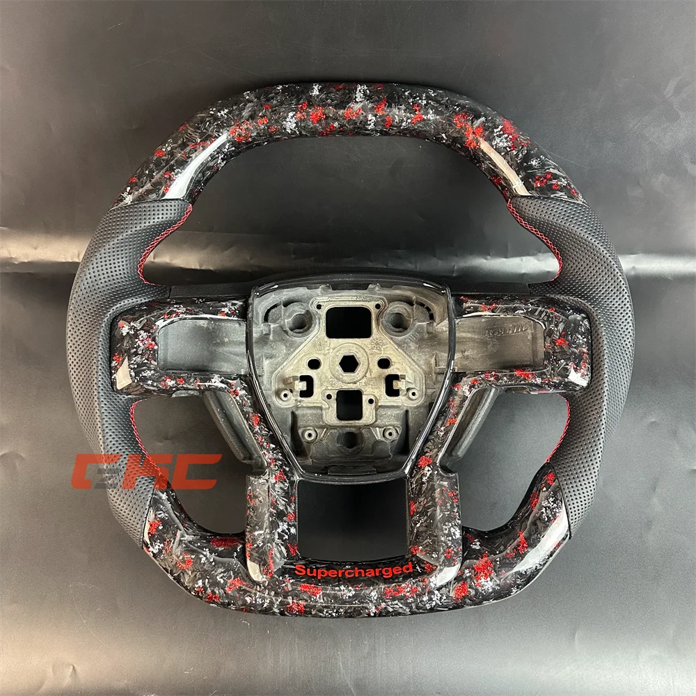 Customized red Forged Carbon Fiber  Perforated Leather Steering Wheel For 2010 2011 2012 2013 2014 2015 F-ord F150