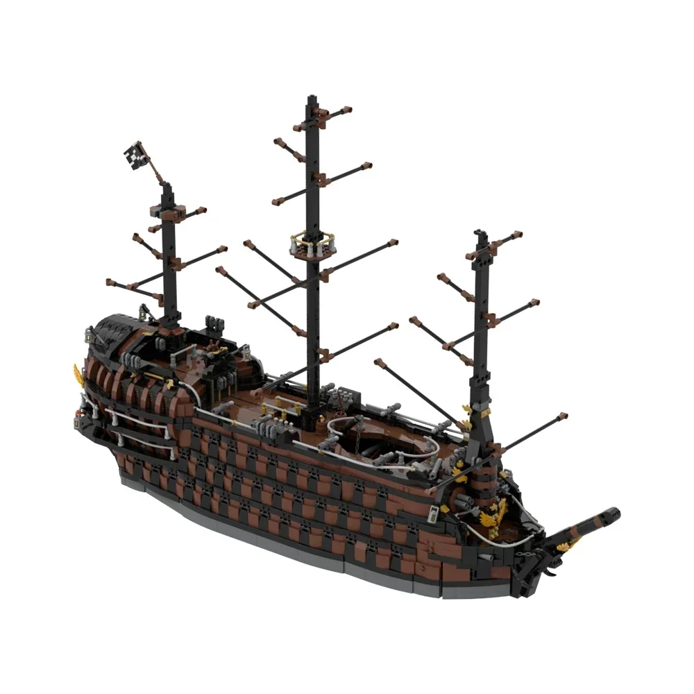 MOC Revenge The Dutch Devil's Ship Building Blocks Warship Pirate Boat Sailboat Vessels Educational Toys Children Birthday Gifts