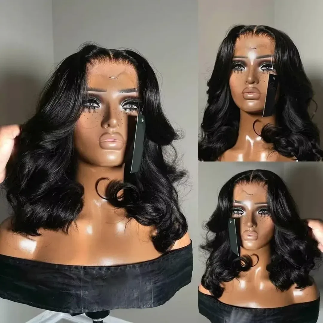 

Black /Blonde Short Bob Lace Front Wigs Body Wave Lace Frontal Wig 13x4 HD Pre Plucked Glueless Synthetic Daily Cosplay On Sale