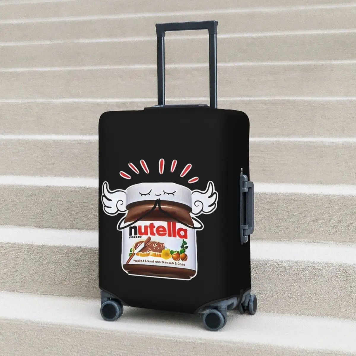 

Funny Nutella Suitcase Cover Protection Elastic Travel Luggage Protector Covers for 18-32 Inch