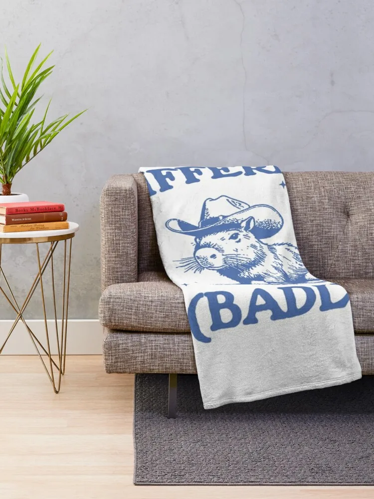 I’m Built Different Badly Vintage Style Shirt, Retro Cartoon T Shirt, Weird T Shirt, Meme T Cabybara Throw Blanket