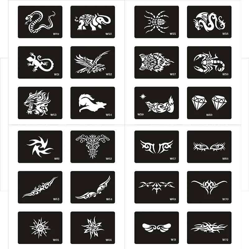 Temporary Glitter Tattoo Stencils Book, Airbursh Template, Flash Body Art Paint with Mixed Designs, Free Shipping, 120 Designs