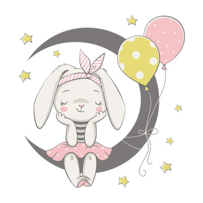 Adesivo da parete serie coniglio carino per bambini Baby Room Decorazione della casa Carta da parati Soggiorno Camera da letto Adesivi murali rimovibili coniglietto