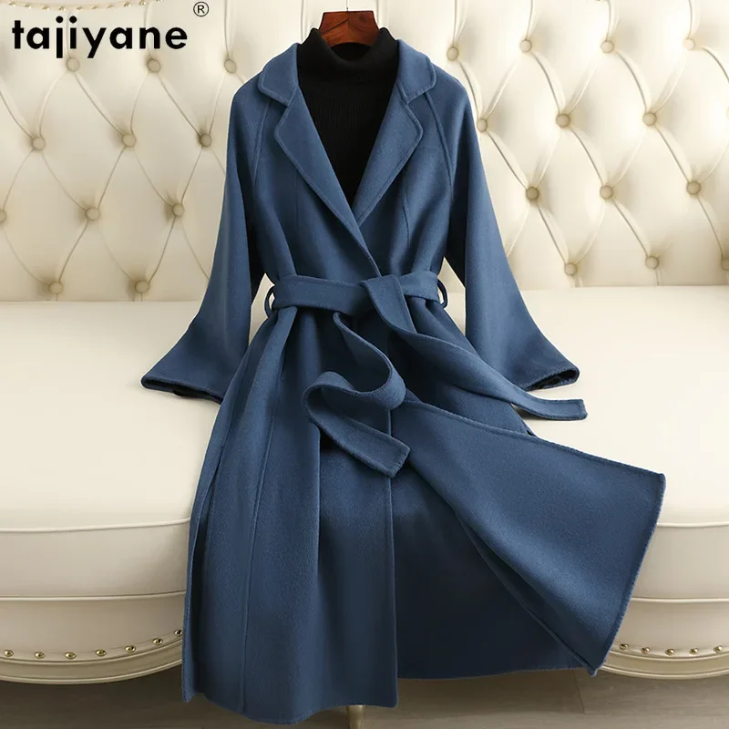 

Tajiyane 100% Wool Coats for Women 2023 Autumn Winter Solid Color Double-sided Woolen Jacket Long Wool Coat Abrigos Elegantes