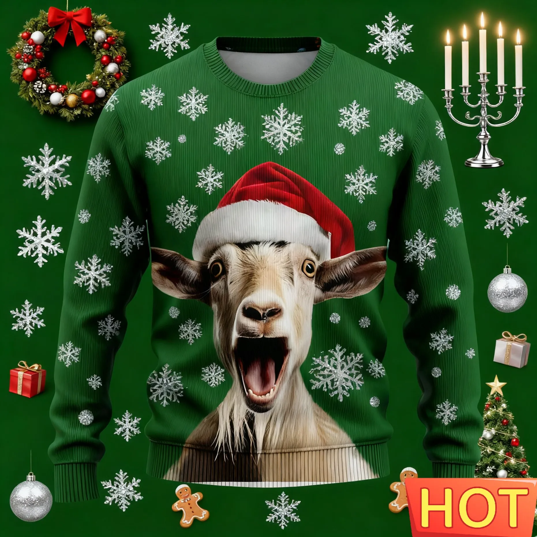 2025 الماعز صراخ الجرافيك بلوزات عادية الحيوان القبيح عيد الميلاد سترة للرجال ملابس عيد الميلاد الأغنام ثلاثية الأبعاد مطبوعة القمم