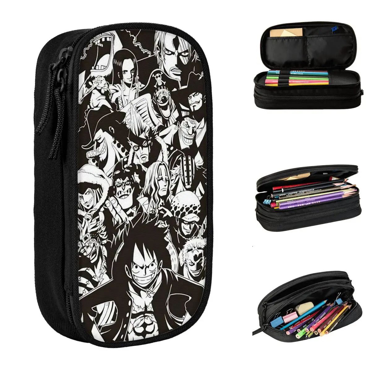

Luffy Zoro Manga Collage Pencil Case Cute One Piece Pen Pencil Bags for Student Big Capacity Office Gift Pencil Pouch