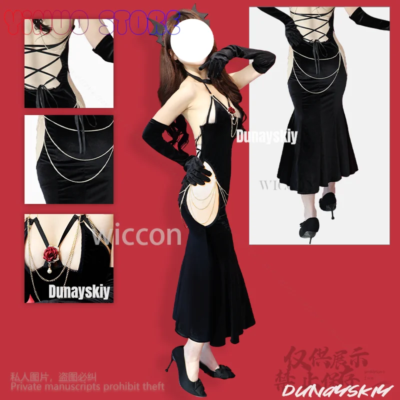

Anime Overlord Albedo Cosplay Sexy Queen Women Girls Evening Black Dress Lolita Elegant Mermaid Matching Banquet Prom Bodycon