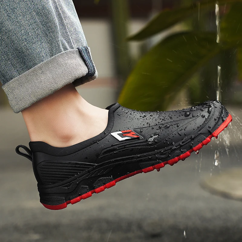 

Water shoes Four Season new men's low-top waterproof non-slip hotel kitchen chef labor insurance shoes outdoor casual rain shoes