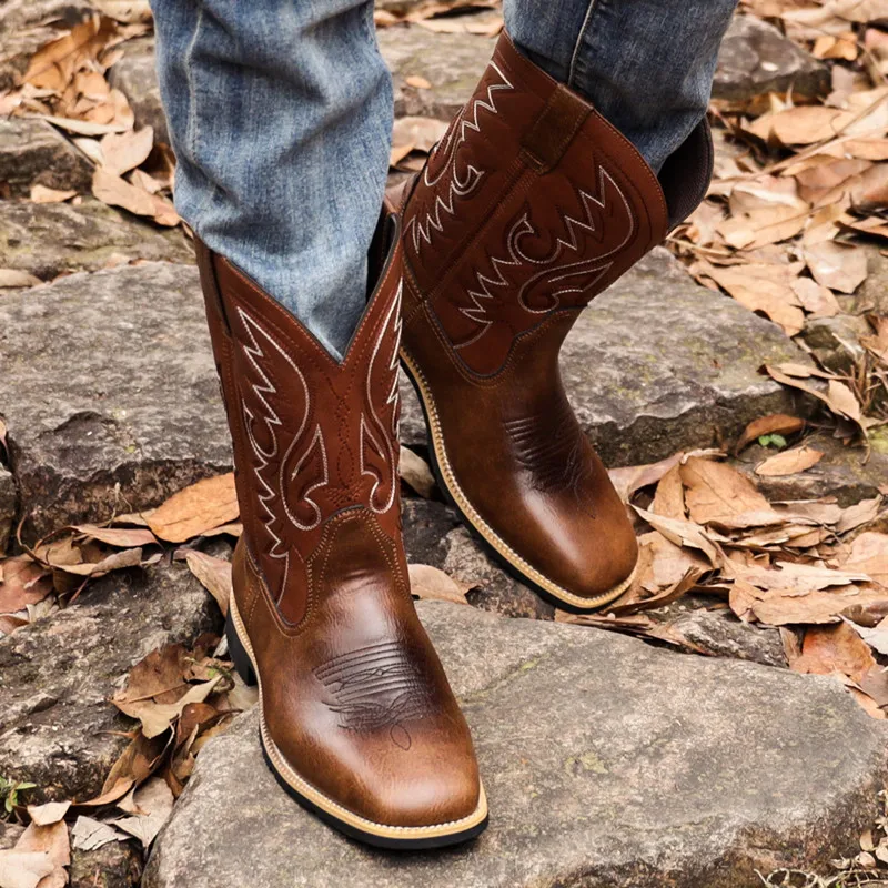 Fashion Men Women Mid-calf Boots Handmade Retro Western Cowboy BootsLeisure Casual Loafers Sneakers Riding Shoes Zapatos Hombres