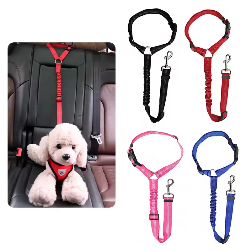 Elastic Retractable Reflective Dog Car Safety Belt Pet Leash Durable Lead For Small Medium Large Dogs Outdoor Travel Walking