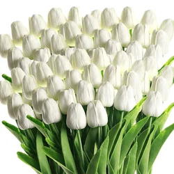 50 Pcs Artificial Tulips Flowers Fake Tulips Real Touch Tulip Fake Flowers Decoration
