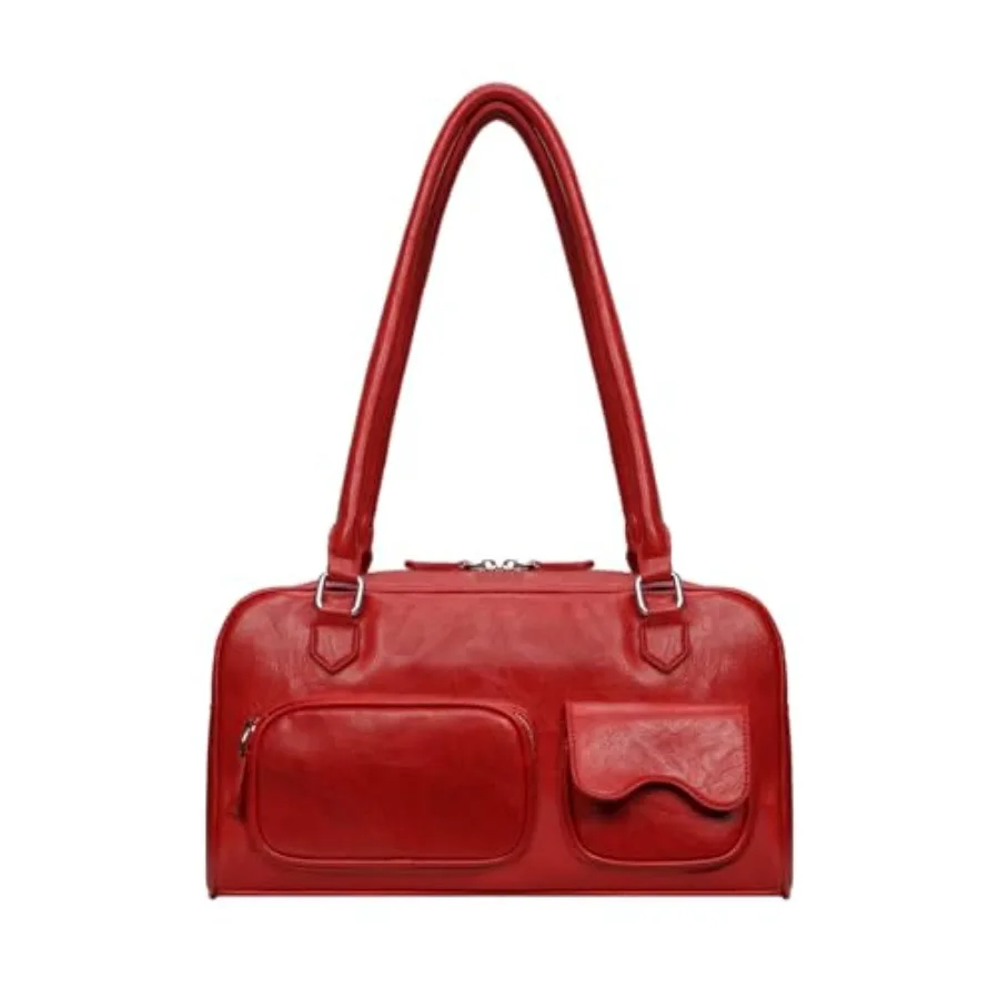 

Swing Zip Shoulder Bag for Women Y2K Large Retro Boston Handbag Lightweight Vegan Purse