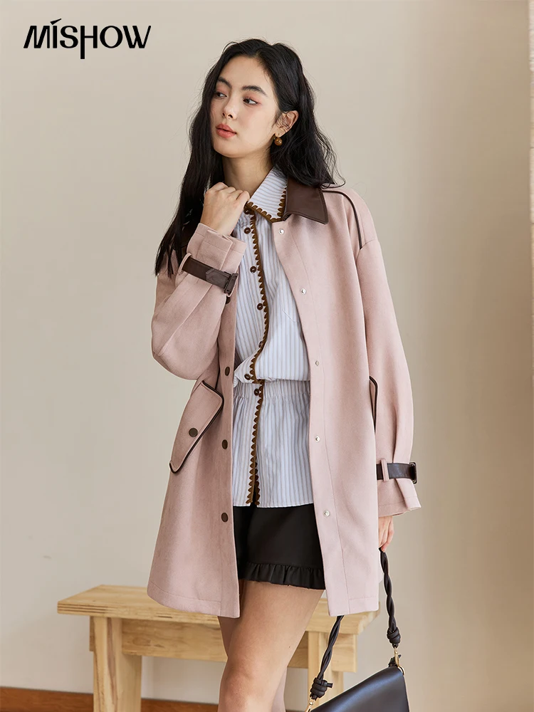 

MISHOW розовая куртка для женщин, осень 2022, новая милая стильная куртка средней длины с отложным воротником и длинными рукавами MXE45W0845