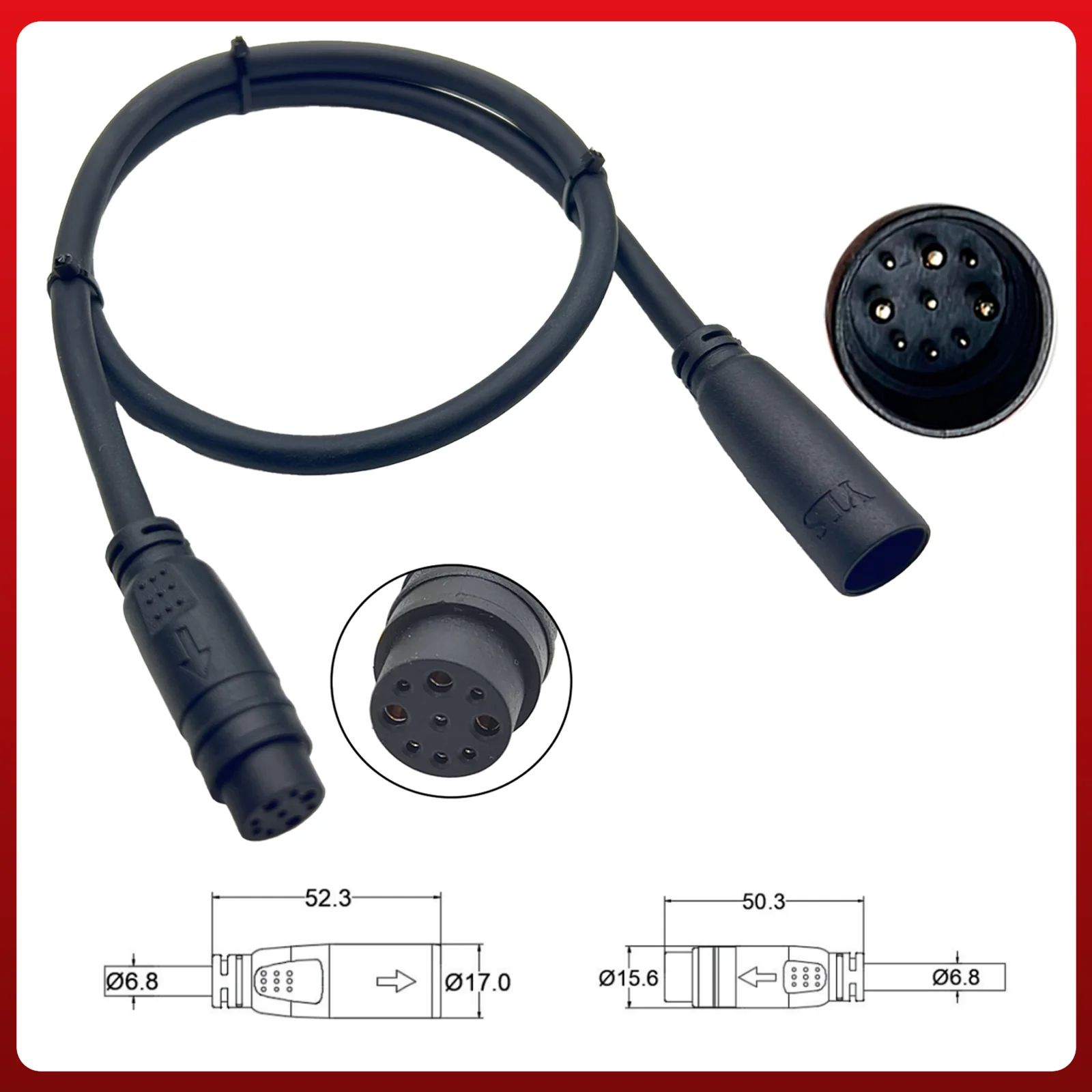 Electric Bicycle Accessory Motor E-Bike Controller Motor Conversion Cable Waterproof Plug 9pin Extension G9.6/M9.6