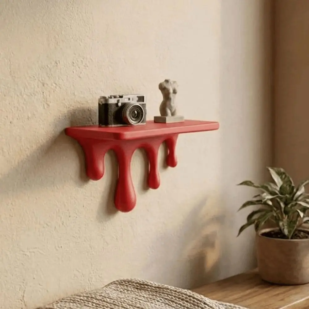 3D Printed Drip Floating Shelf Wall-Mounted Stable Wall Storage Rack Artistic Irregular Shape Plants Display Stand
