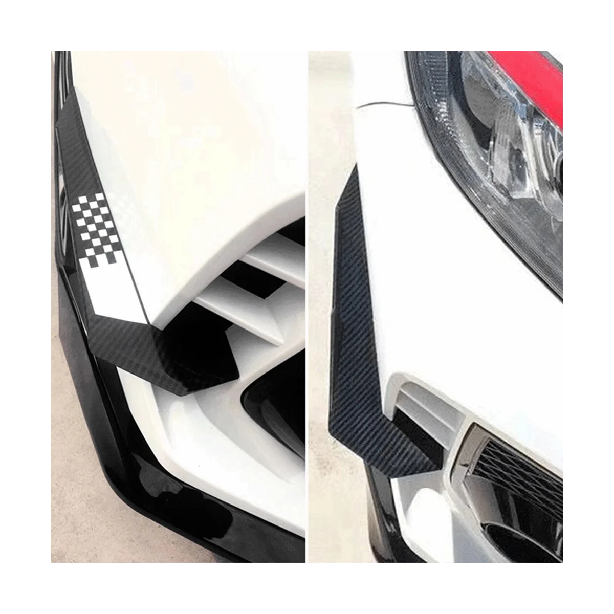 Car Black Front Bumper Lip Fin Splitter Spoiler Canard Sticker for 10TH Type-R