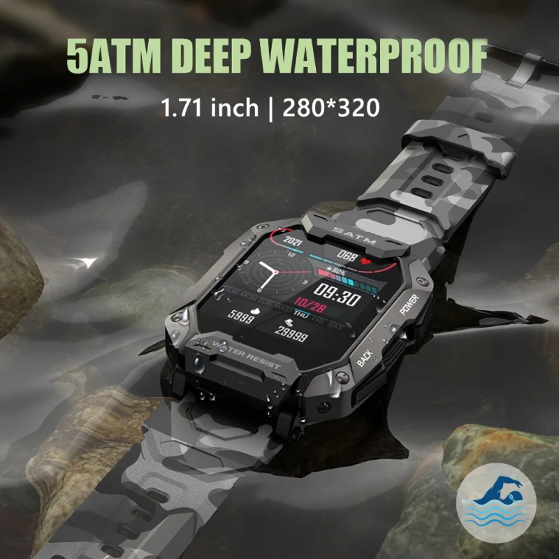 Sanda 2023 Nieuwe 1.71 "; groot Scherm Slimme Horloge Mannen Outdoor Sport Militaire Fitness Tracker 5ATM Waterdichte Smartwatch Voor Mannelijke