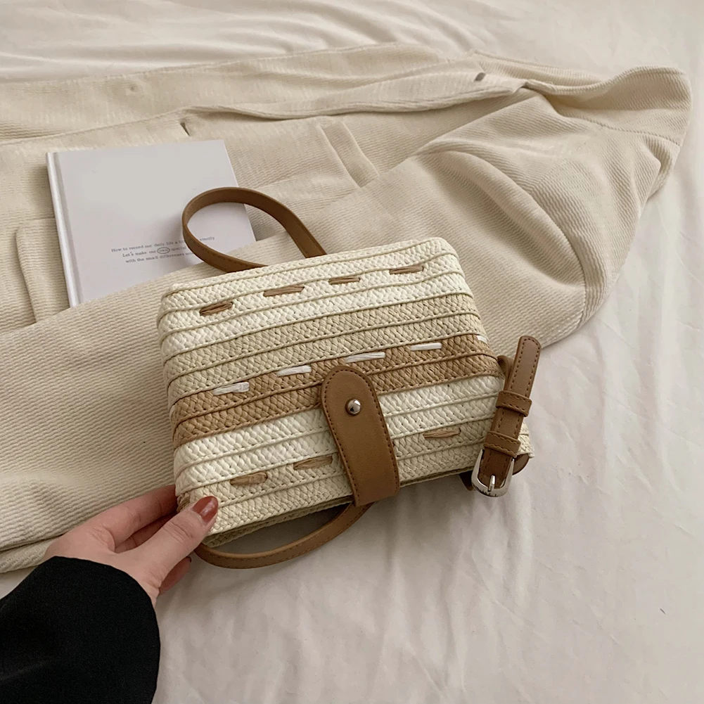 

Straw Woven Bag Fashion Casual Simple Portable Gradient Color Hand-Woven Handbags Handmade Elegant Paper Rope Summer Handbags